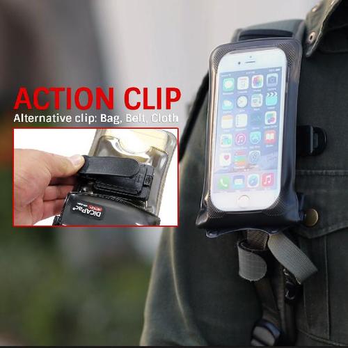 DiCApac Action wp-c1a - waterproof case for iphone 6 and many other smartphones - clip bracket for bag and clothes